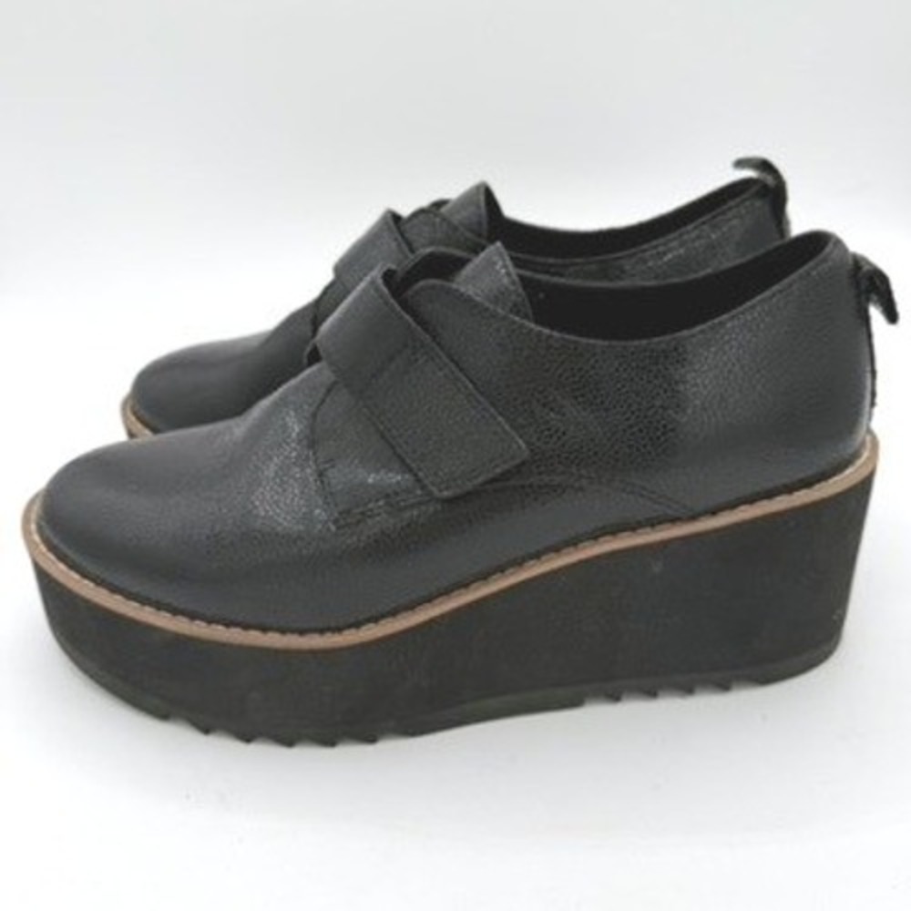 Eileen Fisher Zola Oxford Women 7 Leather Goth Minimalist Office Dark Academia